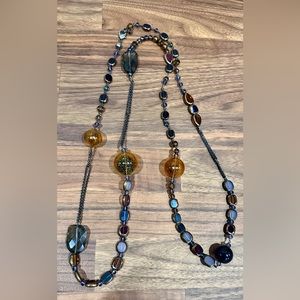 Vintage Czech Glass Multistone Bead statement Necklace. 27”